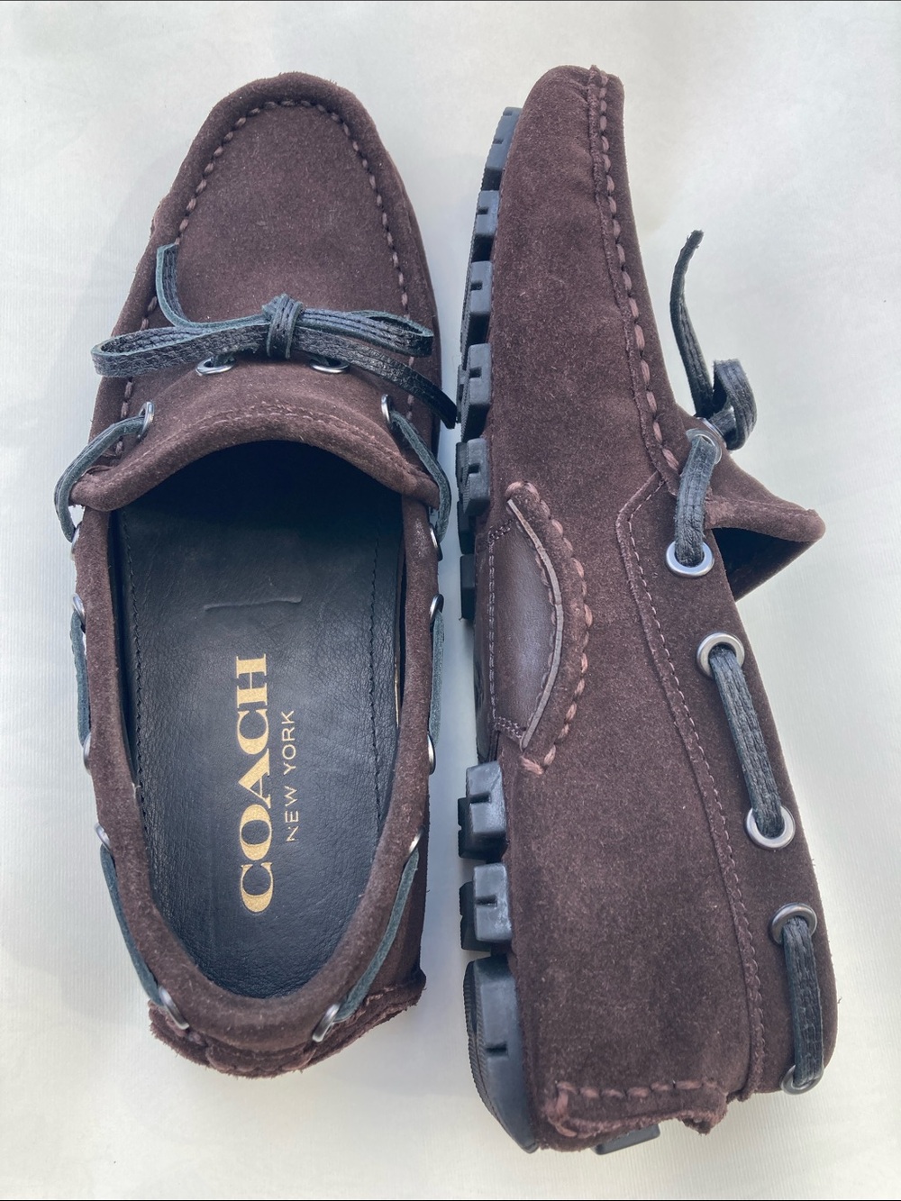 Coach New Classic suede brown driving loafers moccasin 7 men 9 women 40 euro